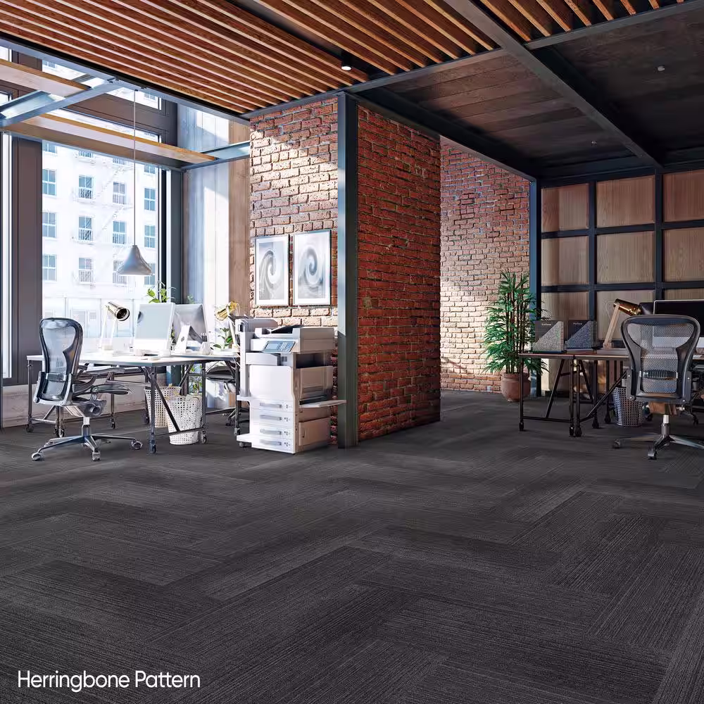 KRAUS Crestview Granite Residential/Commercial 13.1 in. x 39.4 in. Glue Down Carpet Tile (15 Tiles/Case) 53.82 sq. ft.