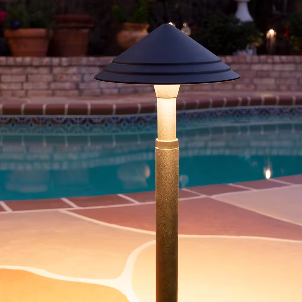 Hampton Bay Low Voltage 90 Lumens Black Outdoor Integrated LED Path Light with Adjustable Post Height; Weather/Water/Rust Resistant