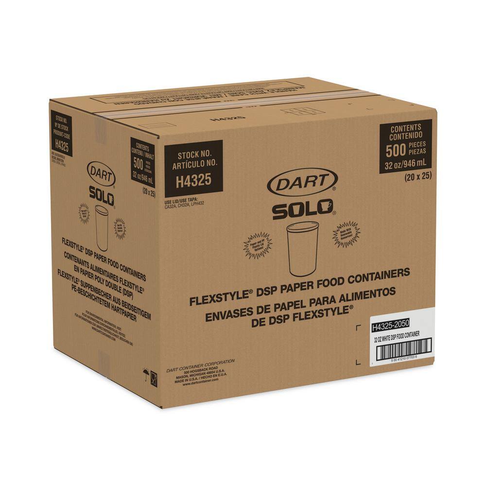 SOLO Flexstyle 32 oz. White Double Poly Paper Containers (500-Pack)