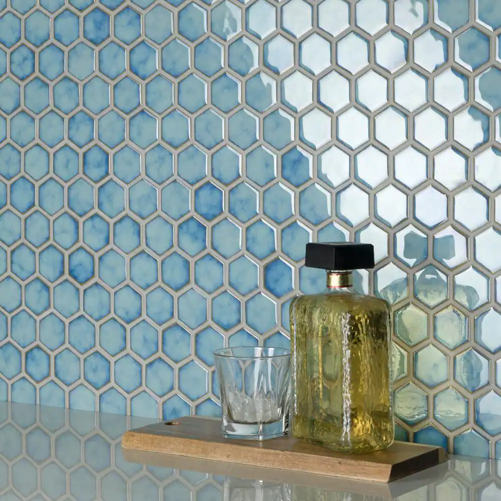 Merola Tile Hudson 2 in. Due Hex Marine 11-1/4 in. x 12-1/2 in. Porcelain Mosaic Tile (10.0 sq. ft./Case)
