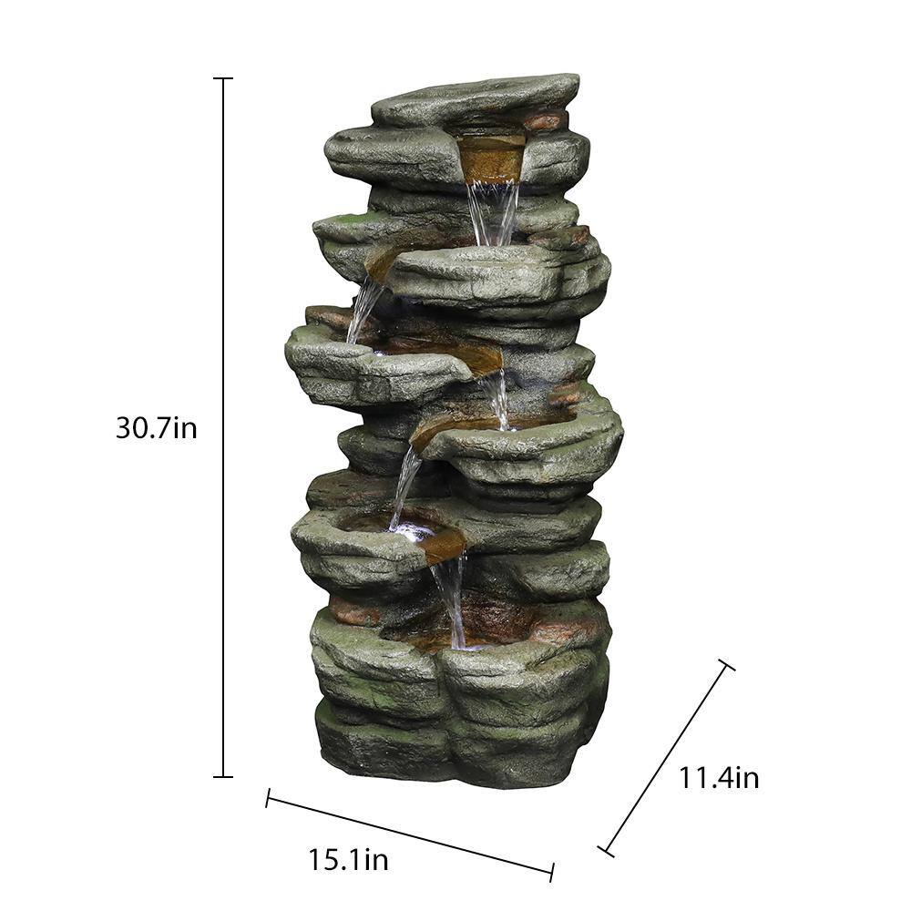 None 30.7 in. Outdoor Water Fountain with LED Lights