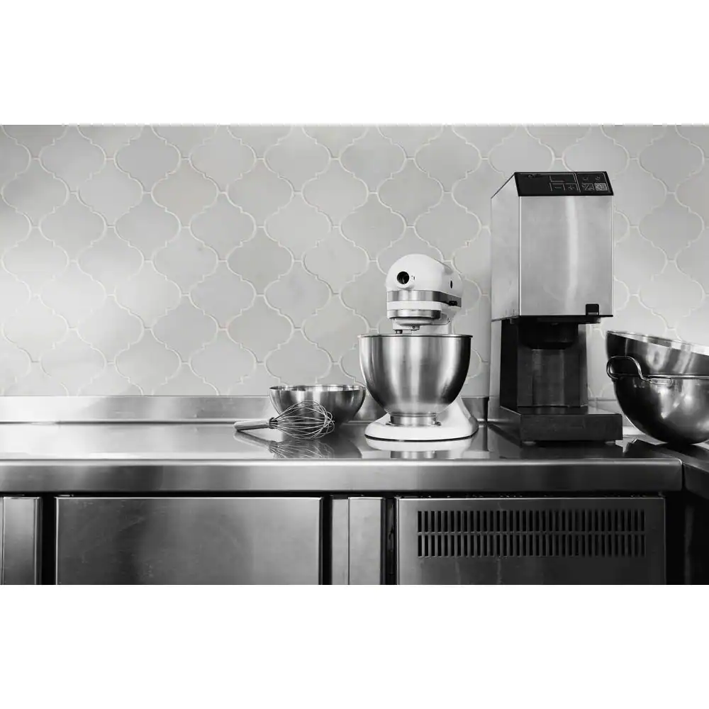 MSI Greecian White Riptide Arabesque 13.25 in. x 13.75 in. Polished Marble Look Floor and Wall Tile (10 sq. ft./Case)
