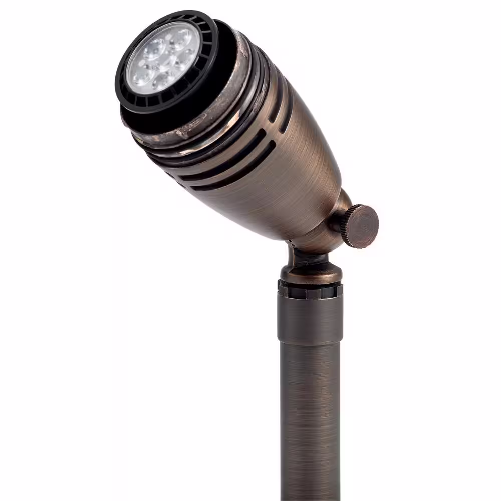 KICHLER Low Voltage Fixed Socket Centennial Brass Hardwired Outdoor Weather Resistant Spotlight with No Bulbs Included