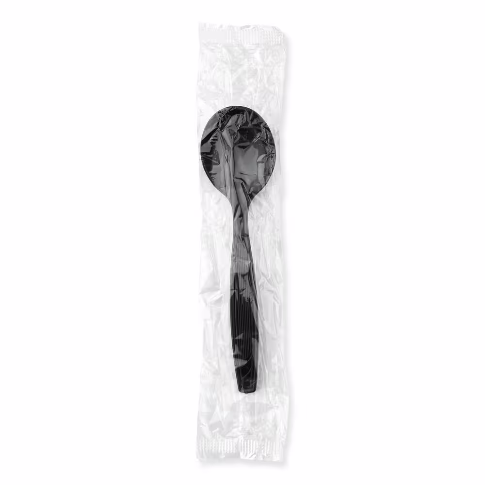 DIXIE Black Individually Wrapped Disposable Polystyrene Utensils, Spoons (1,000-Carton)