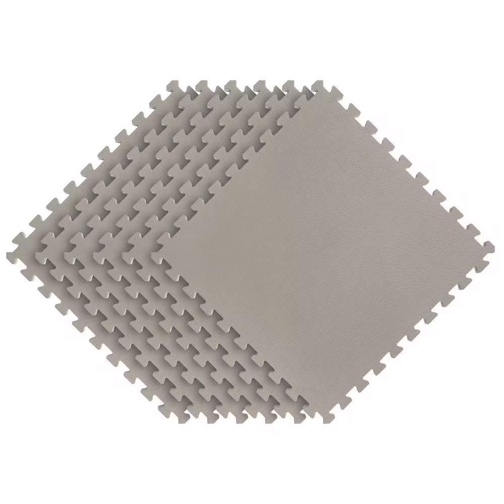 Norsk Bohemian Reversible Interlocking Foam Floor Tiles, Khaki 24.8in. x 24.8in. x 0.47in. (6 pack) (24 sq. ft.)