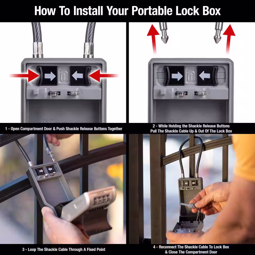 Master Lock Large Key Lockbox, Combination Dials, Removable Cable
