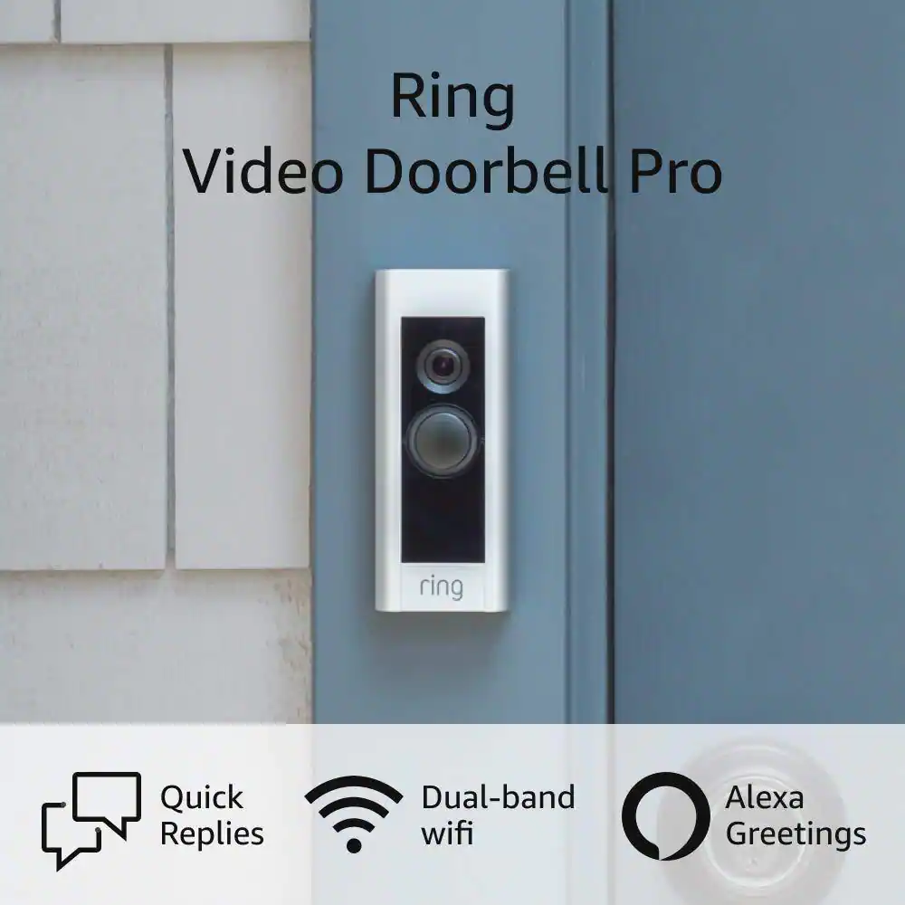 Ring Video Doorbell Pro - Smart Wired WiFi Doorbell Camera with Color Video Previews, Night Vision and Quick Replies