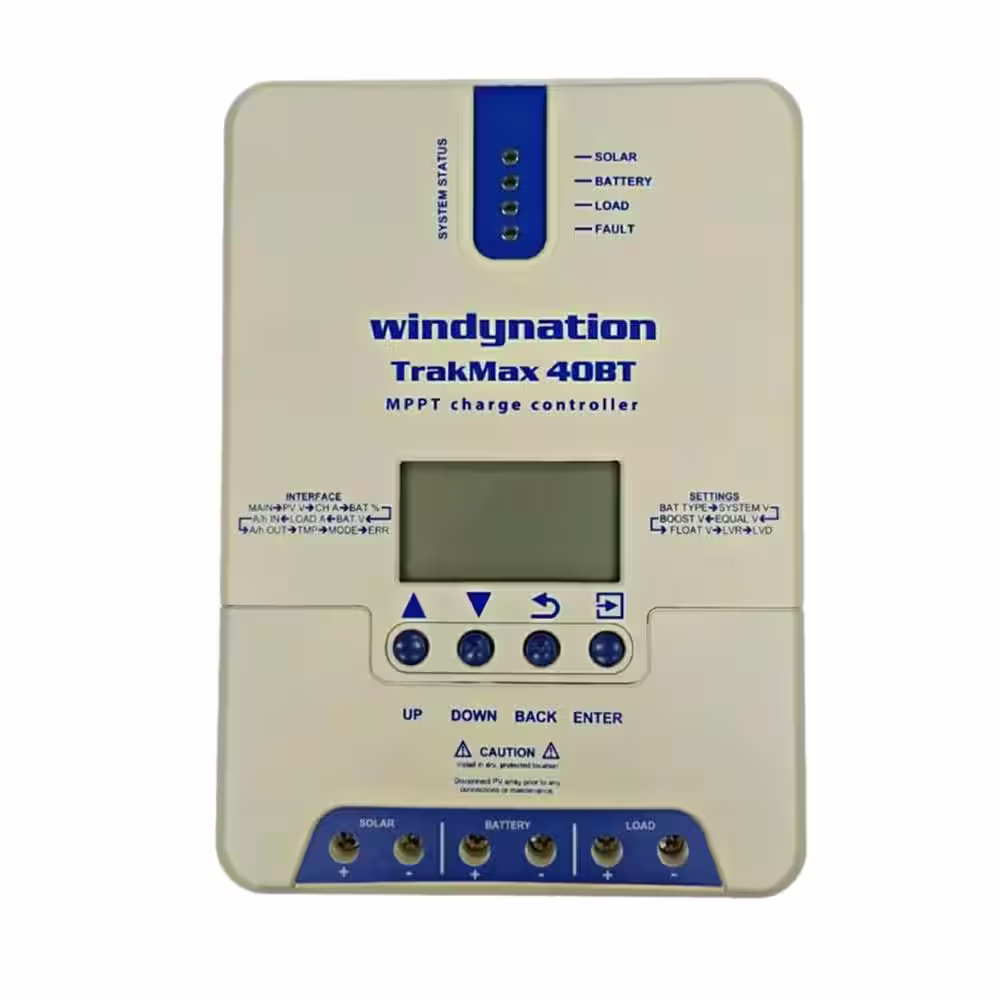 WindyNation TrakMax MPPT 12-Volt/24-Volt 40 Amp Solar Charge Controller with Wireless Communication Kit