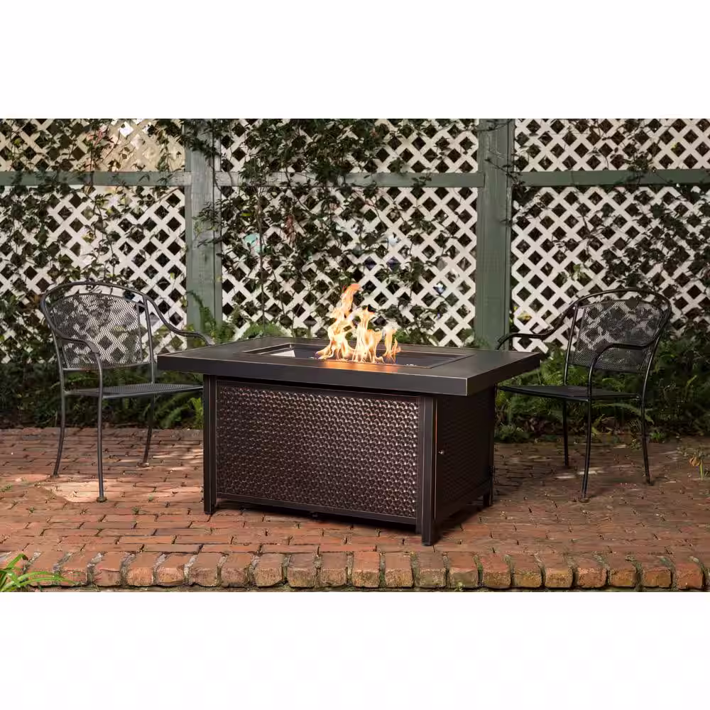 Fire Sense Weyland 48 in. x 24 in. Rectangle Aluminum LPG Fire Pit Table in Antique Bronze