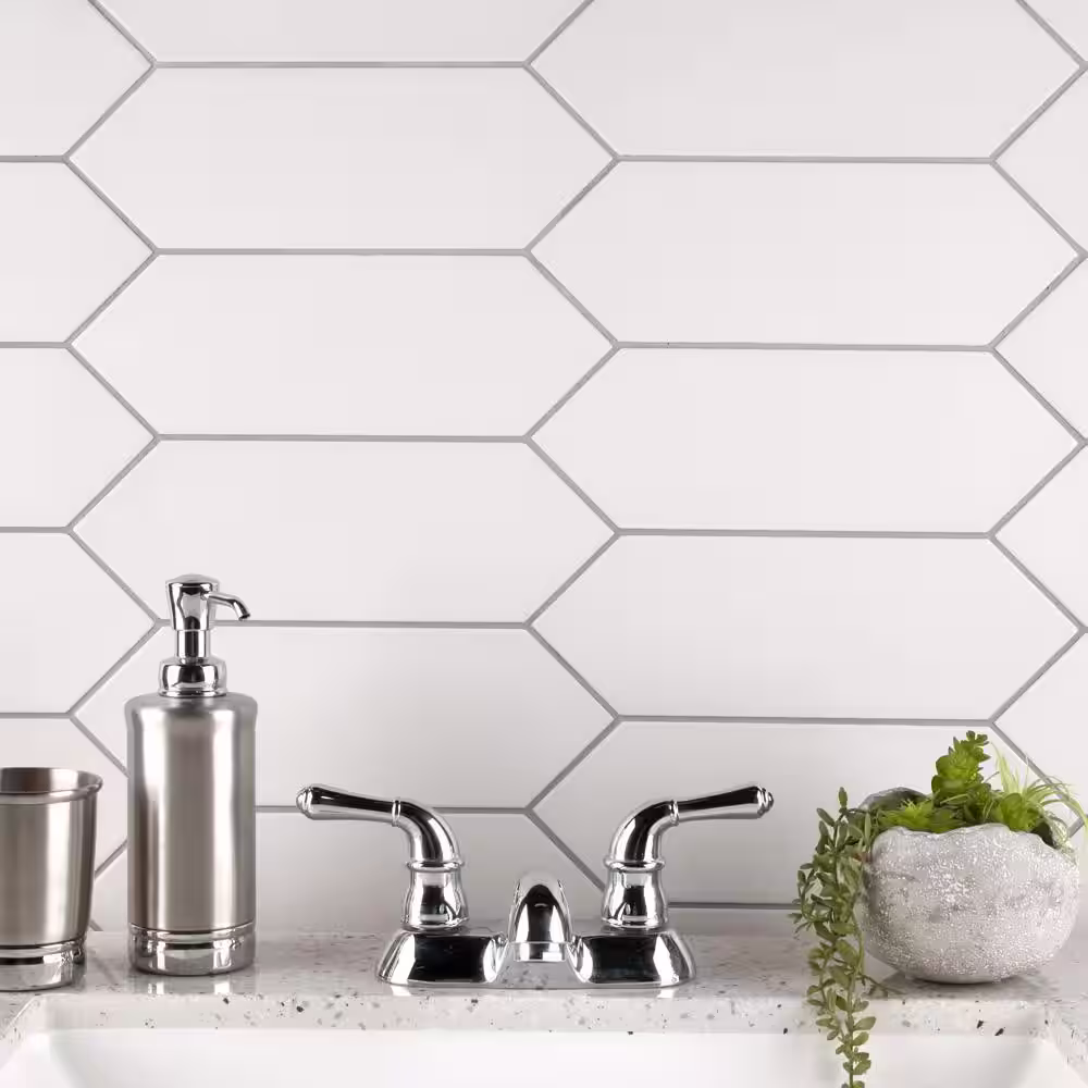 Merola Tile Kite White 3-7/8 in. x 11-3/4 in. Porcelain Floor and Wall Tile (11.2 sq. ft./Case)