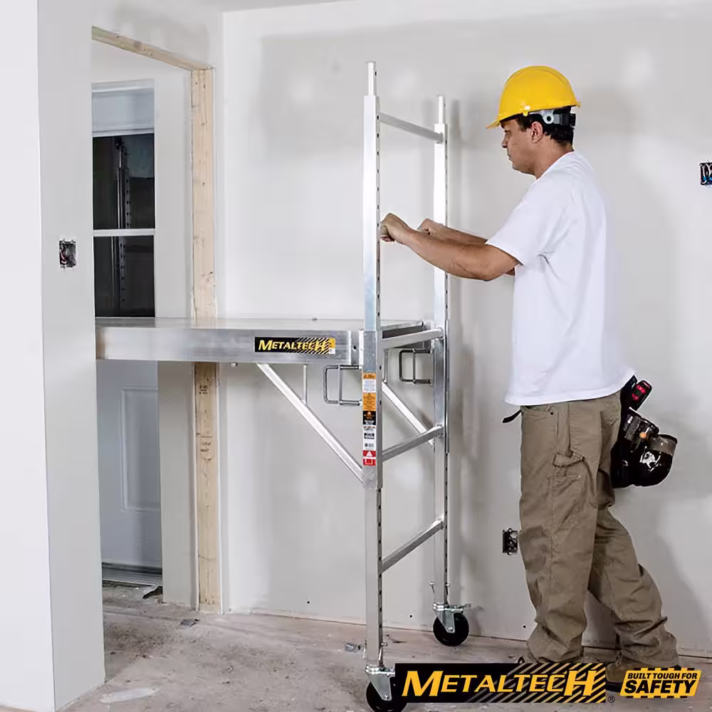 MetalTech Alu Series 6.1 L x 2.5 D x 6.2 ft. H Aluminum Scaffolding Work Platform with Caster Wheels, 700 lbs. Load Capacity