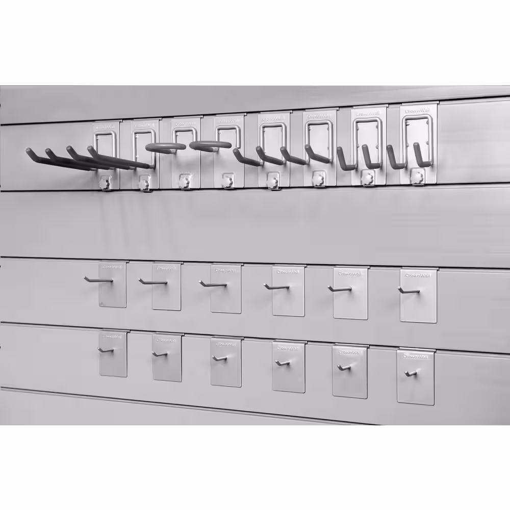 CROWNWALL 48 in. H x 96 in. W Basic Bundle Slatwall Panel Set with Locking Hook Kit in White (20-Piece)
