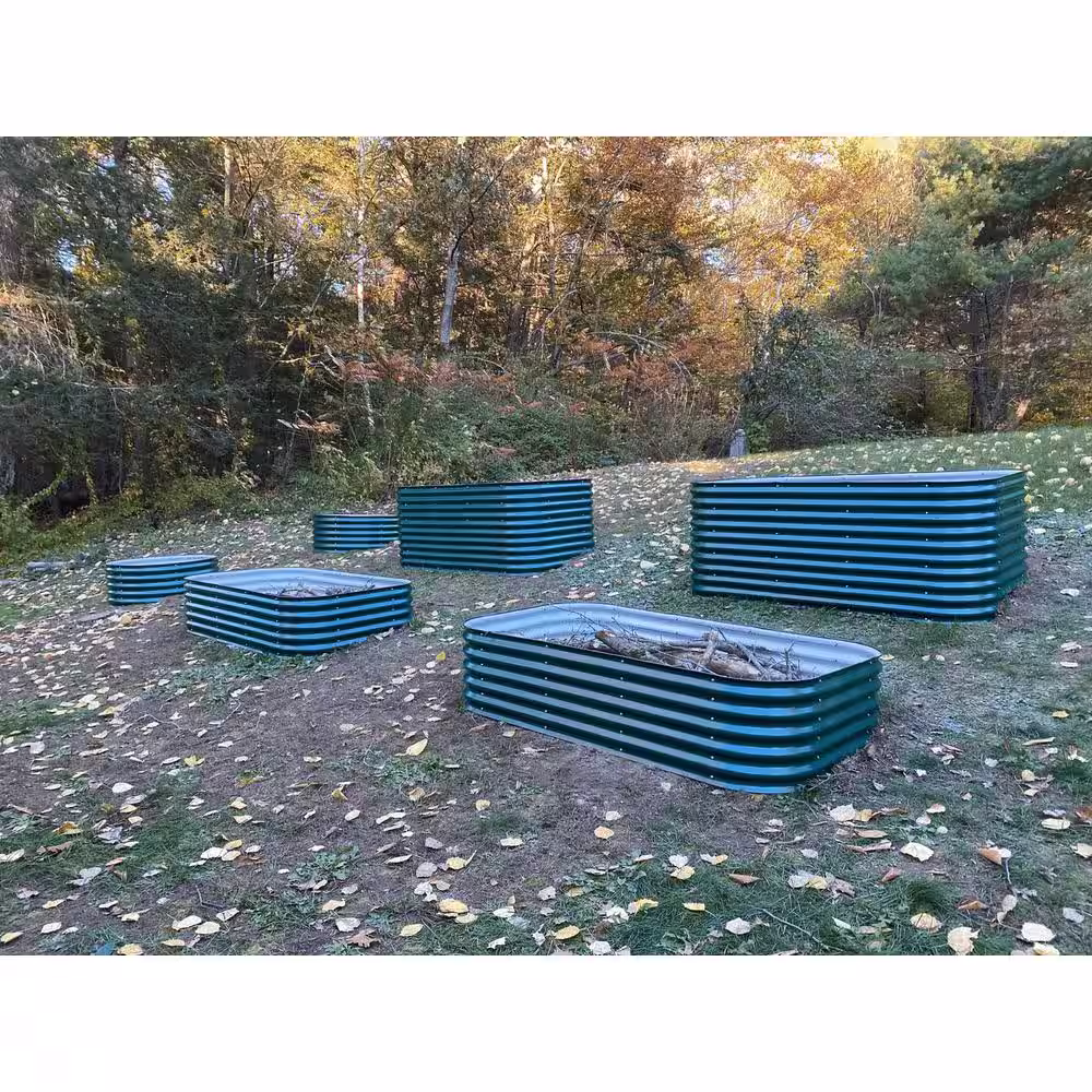 vego garden 32 in. Extra-Tall 9-In-1 Modular British Green Metal Raised Garden Bed Kit