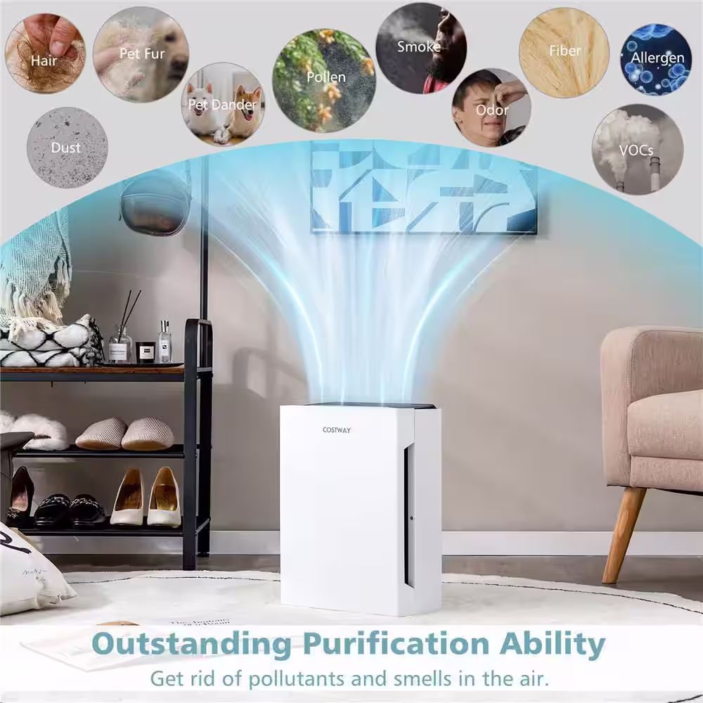 Costway H13 True HEPA Air Purifier Portable Air Cleaner with Adjustable Wind Speeds