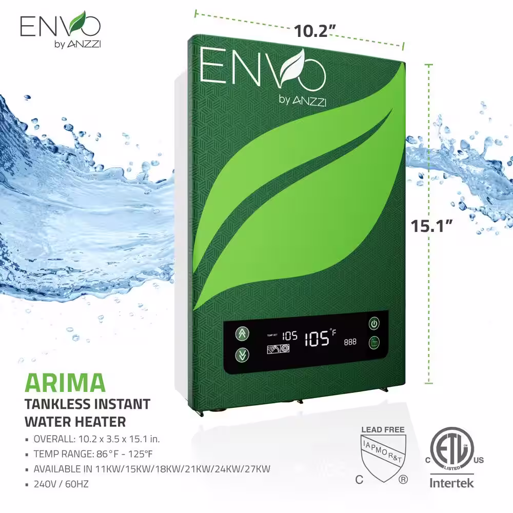 ANZZI WH-AZ027-M3 ENVO Atami 27 kW 4.8 GPM Electric Tankless Water Heater