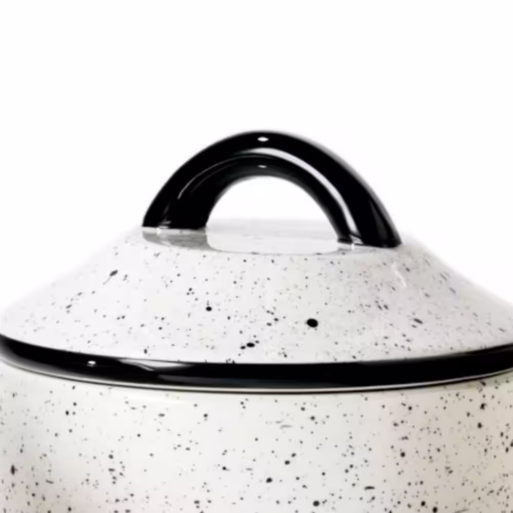 American Atelier 3-Piece Farm Fresh Ceramic Canister Set with Ceramic Top Lids, White