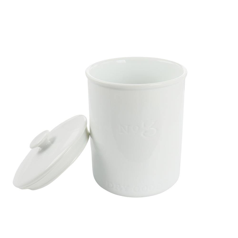 None Simply White 68 oz. Porcelain Dry Goods Canister With Air tight Lid