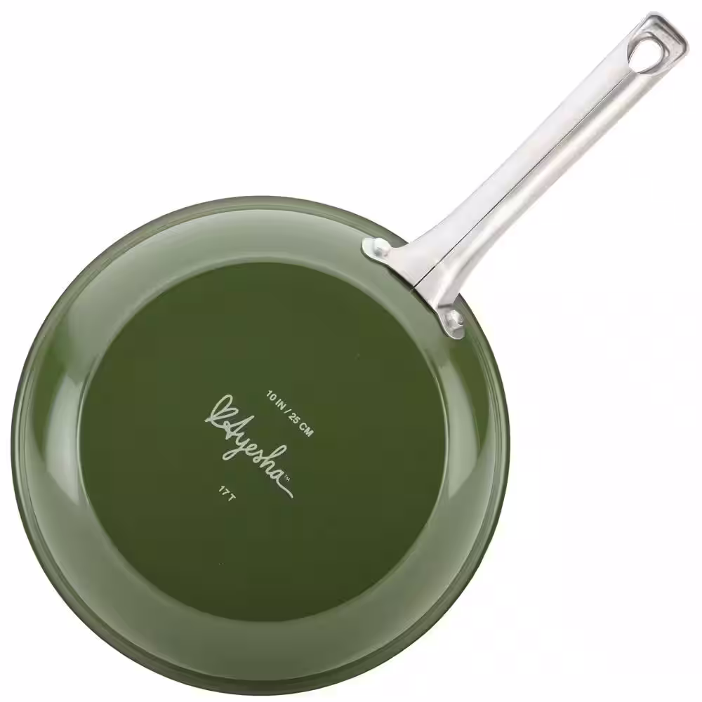Ayesha Curry Ayesha Home Collection Porcelain Enamel Nonstick Cookware Set, 10-Piece, Basil Green