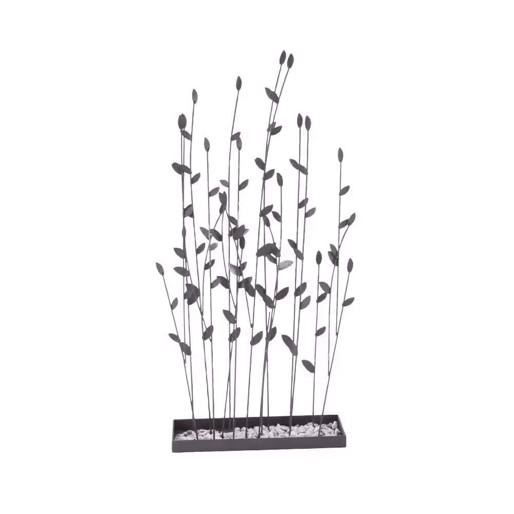 Litton Lane Black Metal Floral Sculpture with Loose Stones