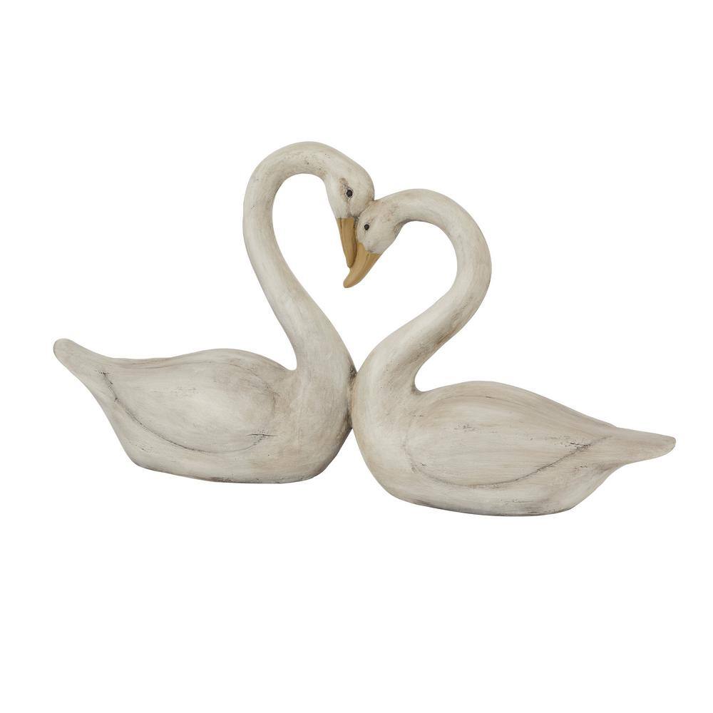 Litton Lane 17 in. Magnesium Oxide Indoor Outdoor Swan Garden Sculpture