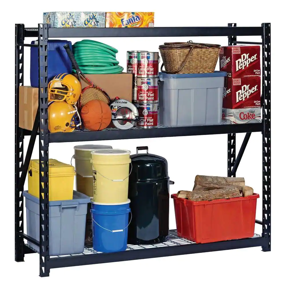 Edsal 3-Wire Shelf Steel Storage Rack in Black (72 in. H x 77 in. W x 24 in. D)