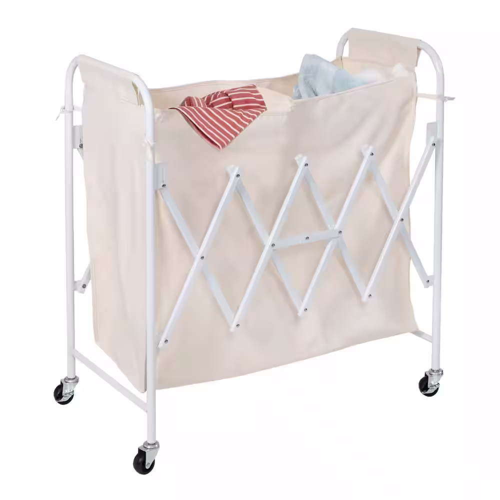 Honey-Can-Do White Collapsible Accordion Laundry Double Sorter