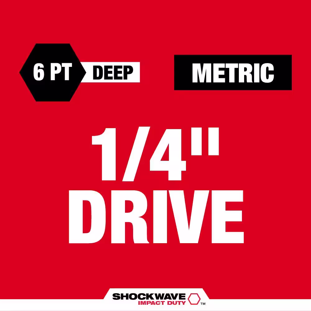 Milwaukee SHOCKWAVE 1/4 in. Drive Metric Deep Well 6-Point Impact Socket Set (28-Piece)