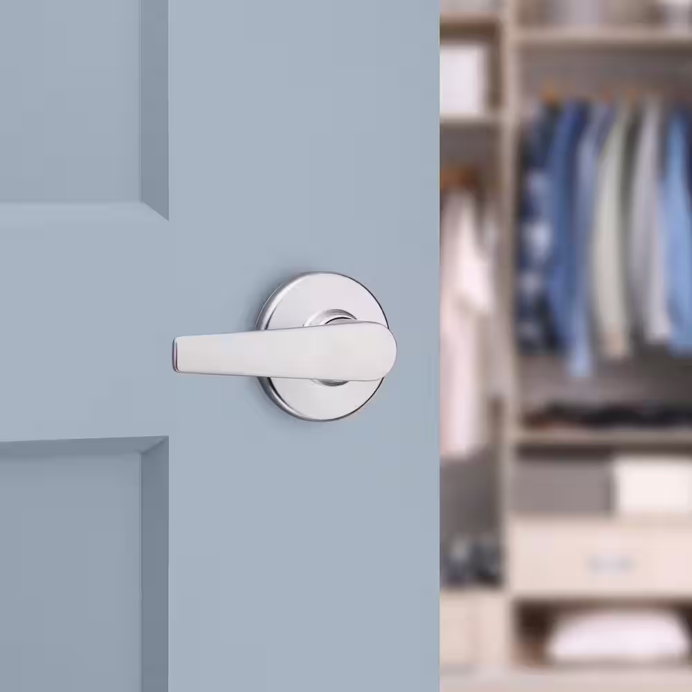 Kwikset Delta Satin Chrome Passage Door Handle for Hall or Closet