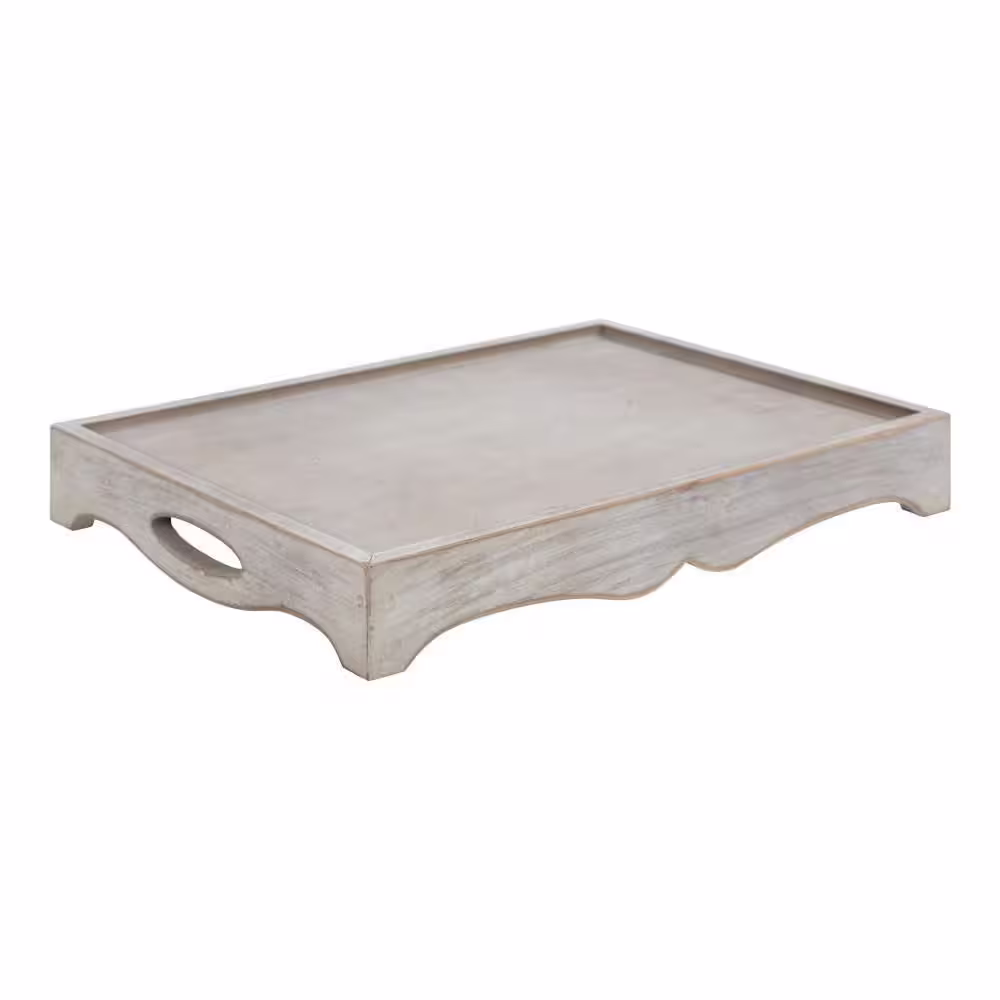 Kate and Laurel Astral 16.50 in. Rectangle Gray Wood Decorative Tray