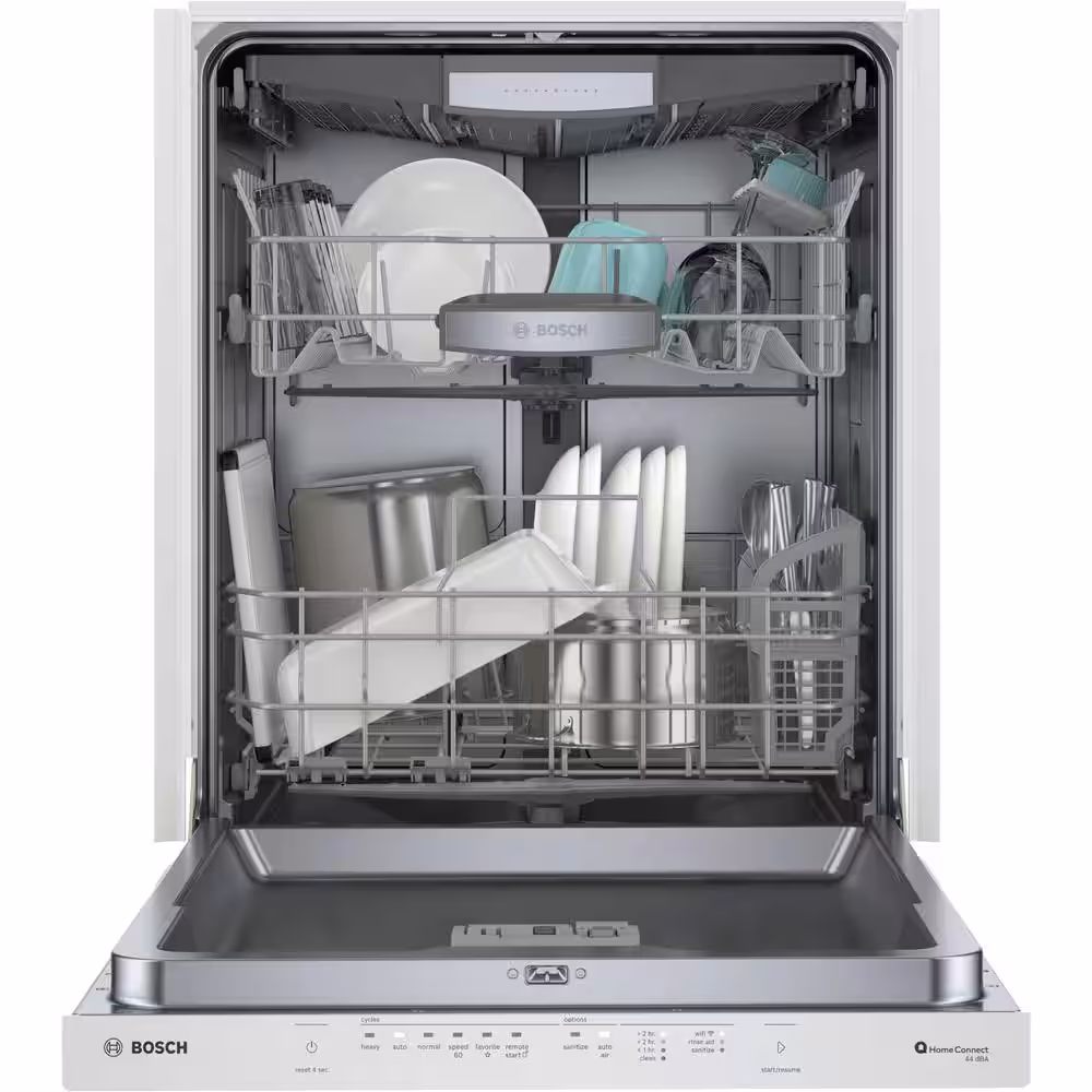 Bosch 500 Series 24 in. White Top Control Tall Tub Pocket Handle Dishwasher with Stainless Steel Tub, 44 dBA