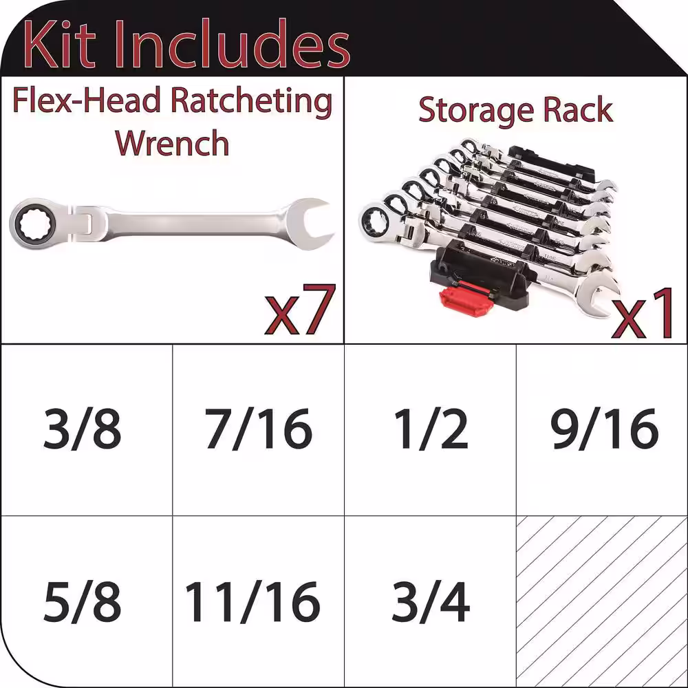 Husky Flex Ratcheting SAE Combo Wrench (7-Piece)