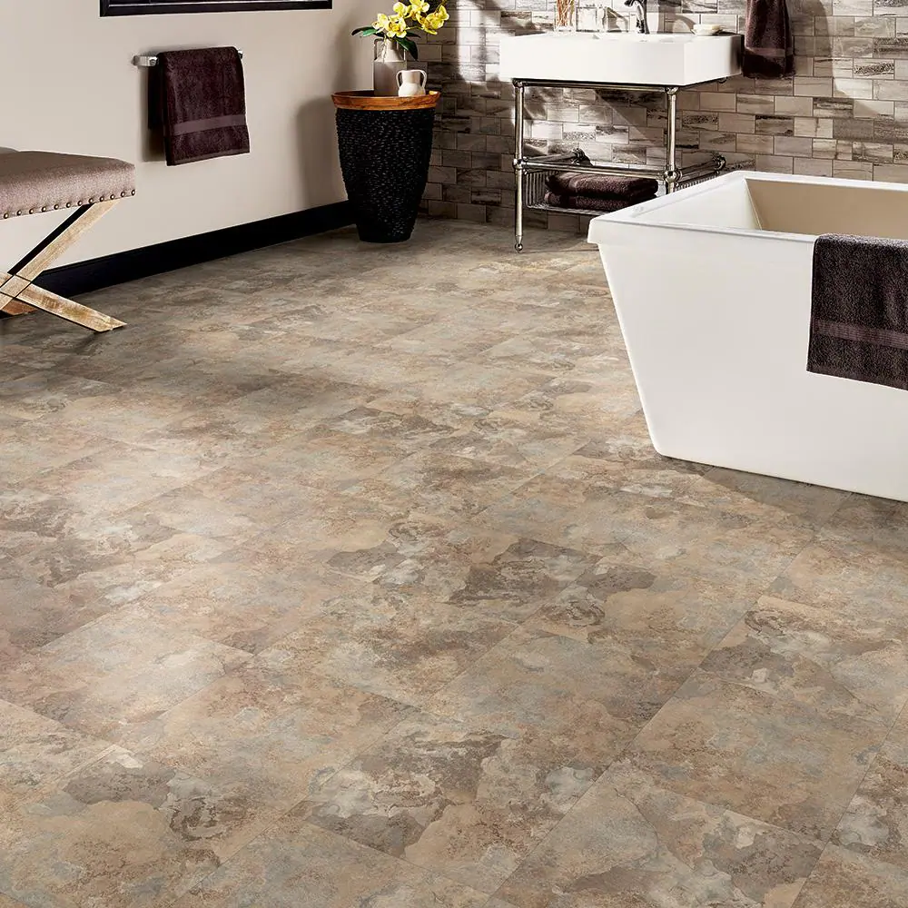TrafficMaster Beige Slate 3 MIL x 12 in. W x 12 in. L Peel and Stick Vinyl Tile Flooring (1 sqft/case)