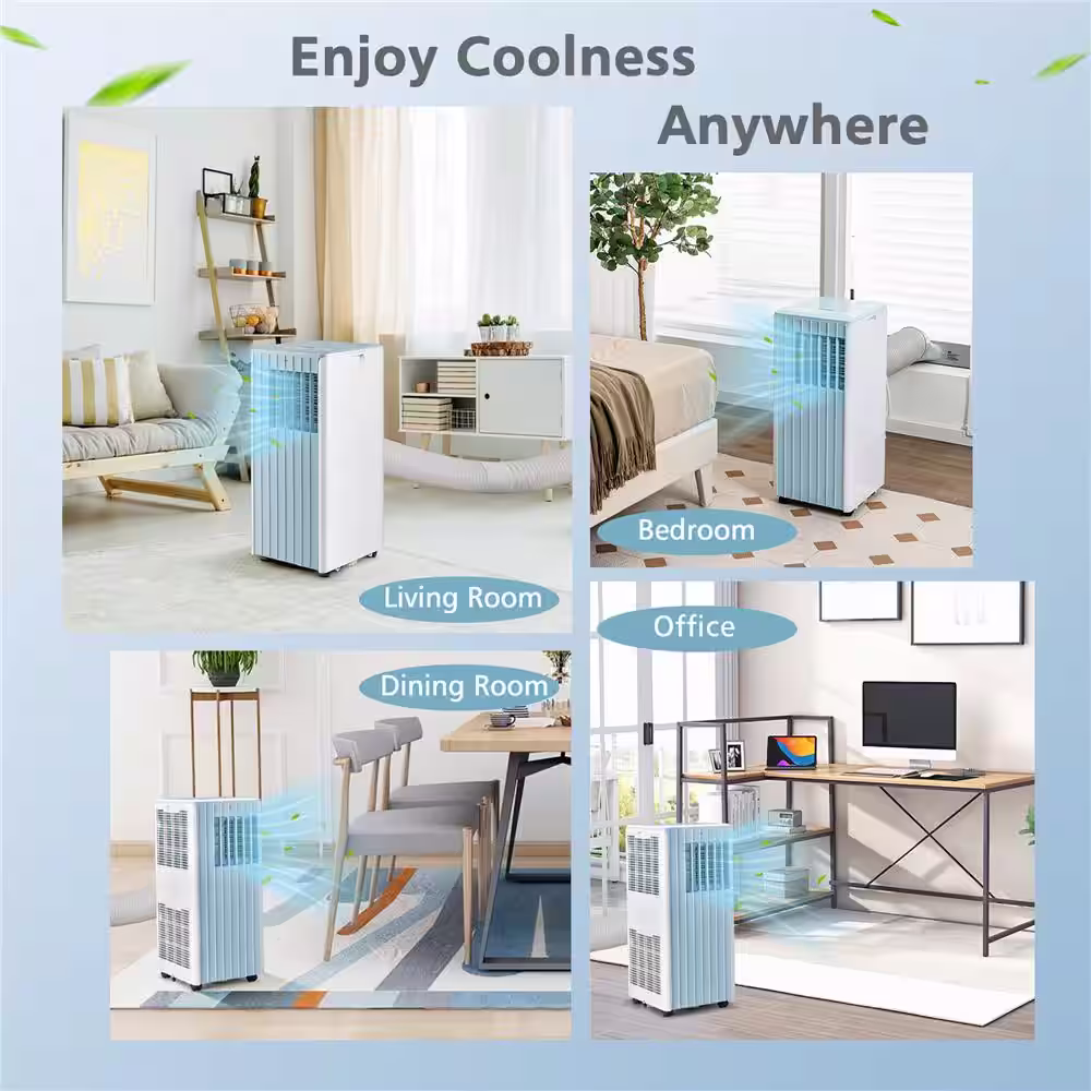 Costway 10,000 BTU Portable Air Conditioner AC Unit 3-in-1 Cools 350 Sq. Ft. with Dehumidifier Remote in Blue