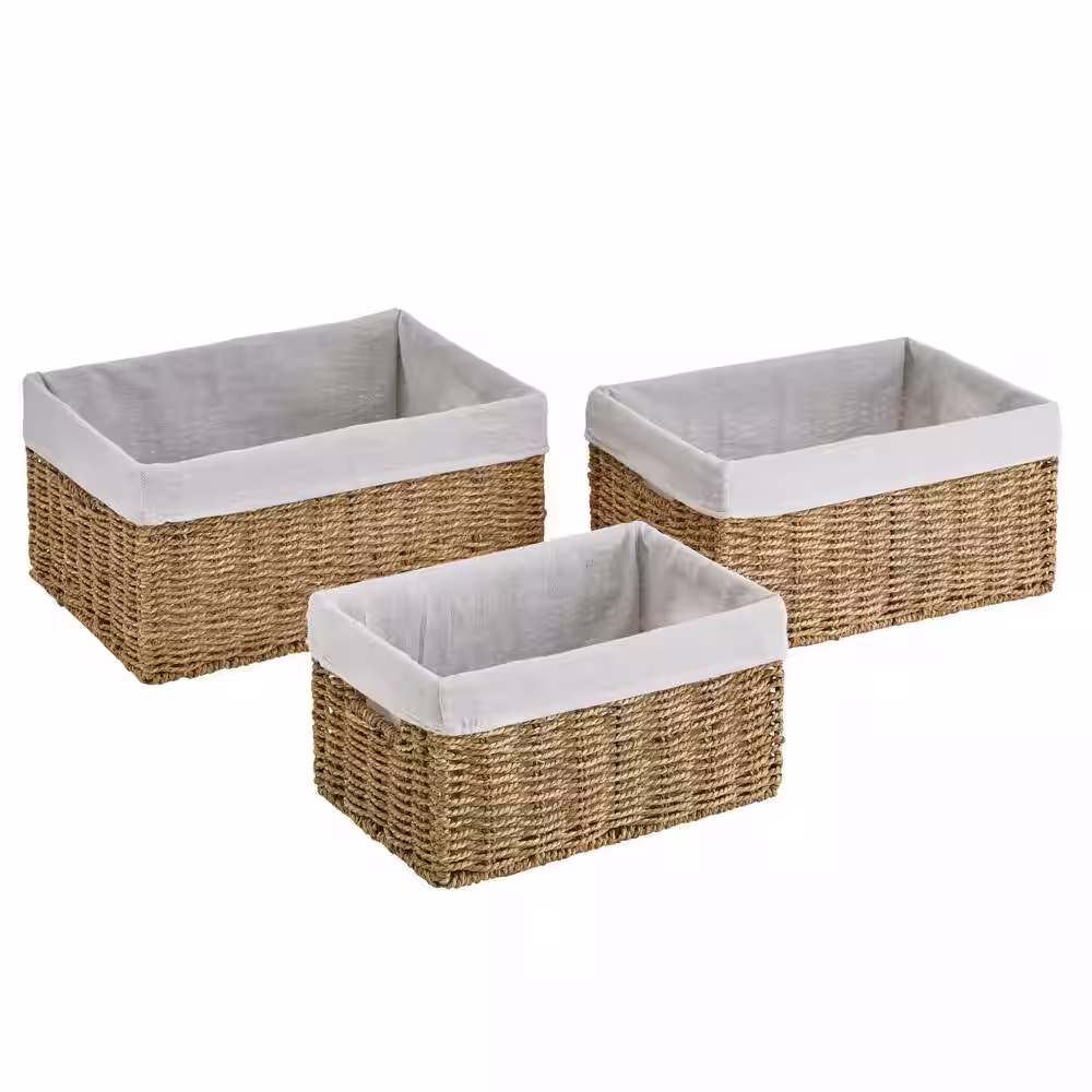 StyleWell Rectangular Seagrass Lined Storage Baskets (Set of 3)