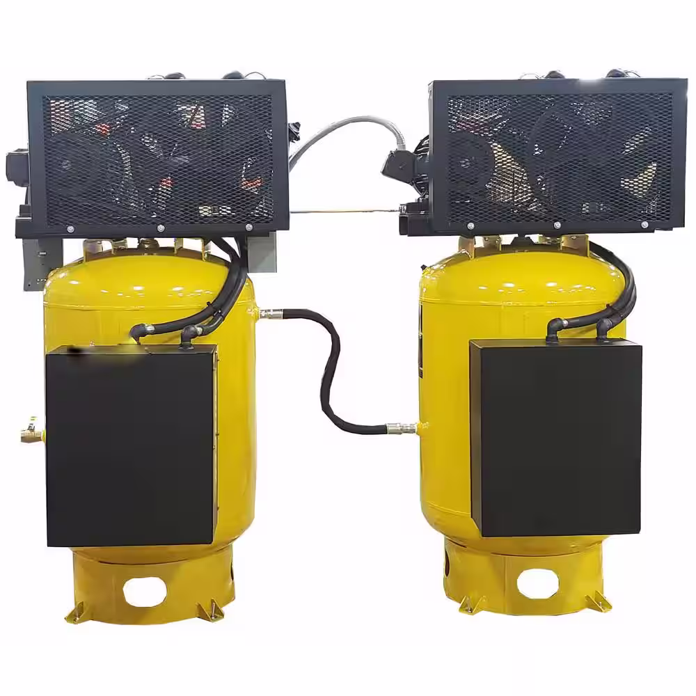 EMAX 80 Gal. 20 HP 1ph Vertical Solo Mounted Alternating Silent Air Compressors with Pressure Lube Pump