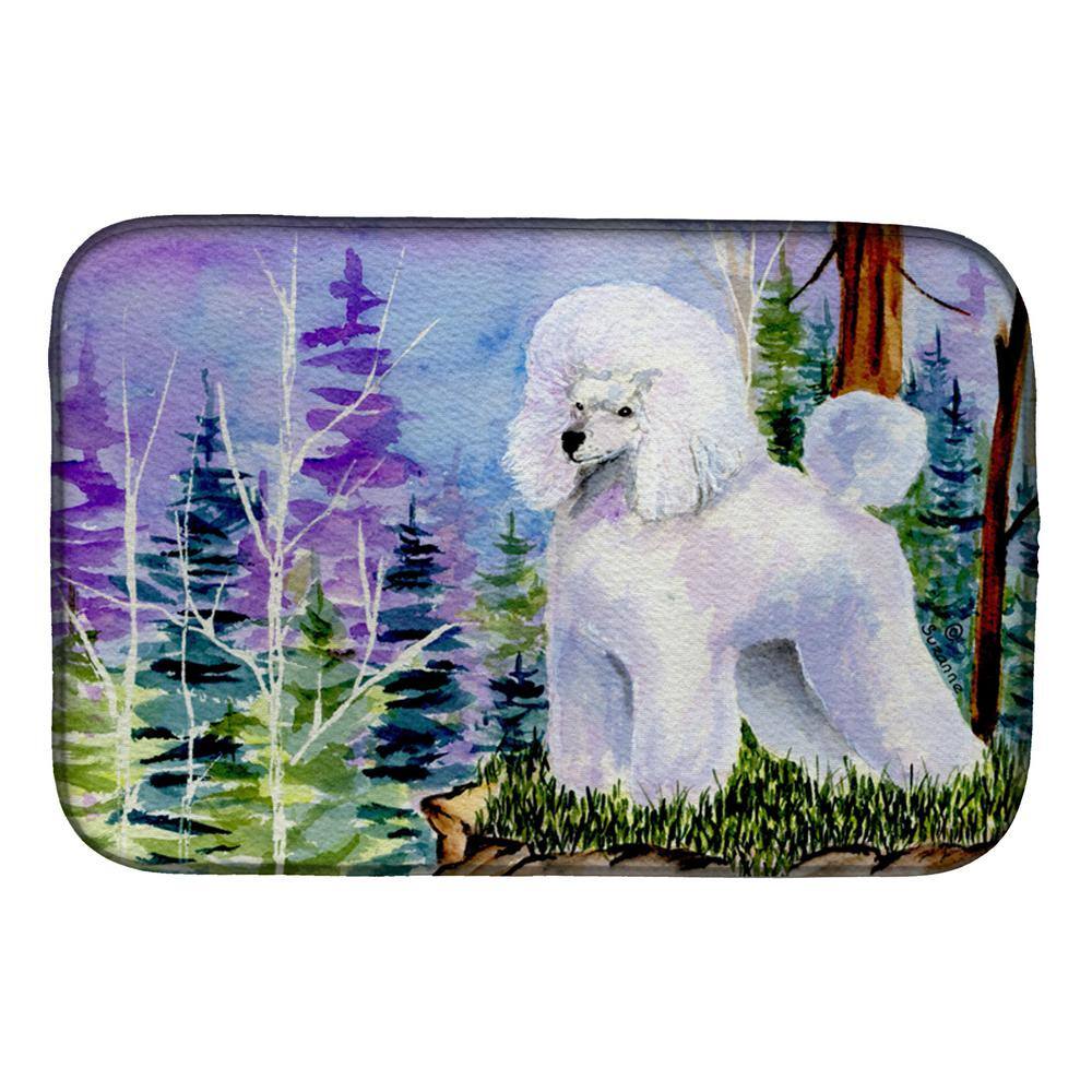 Caroline's Treasures 14 in. x 21 in. Multicolor Poodle Dish Drying Mat