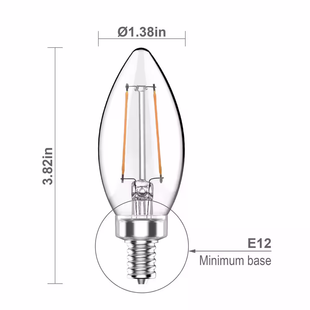 None 40-Watt Equivalent B11 Non-Dimmable Clear Glass Filament Vintage Edison LED Light Bulb Soft White 2700K (8-Pack)