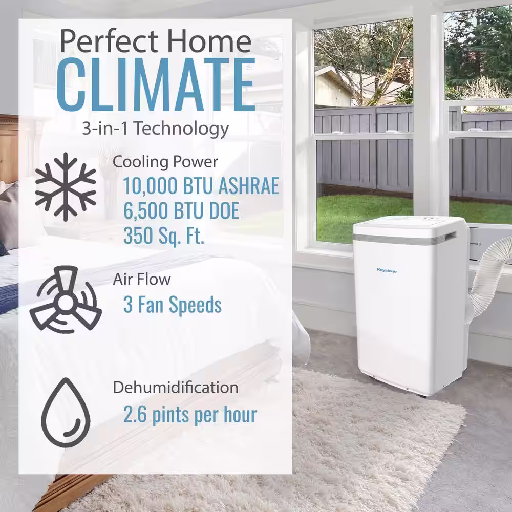 Keystone 10,000 BTU (6,500 BTU DOE) Portable Air Conditioner