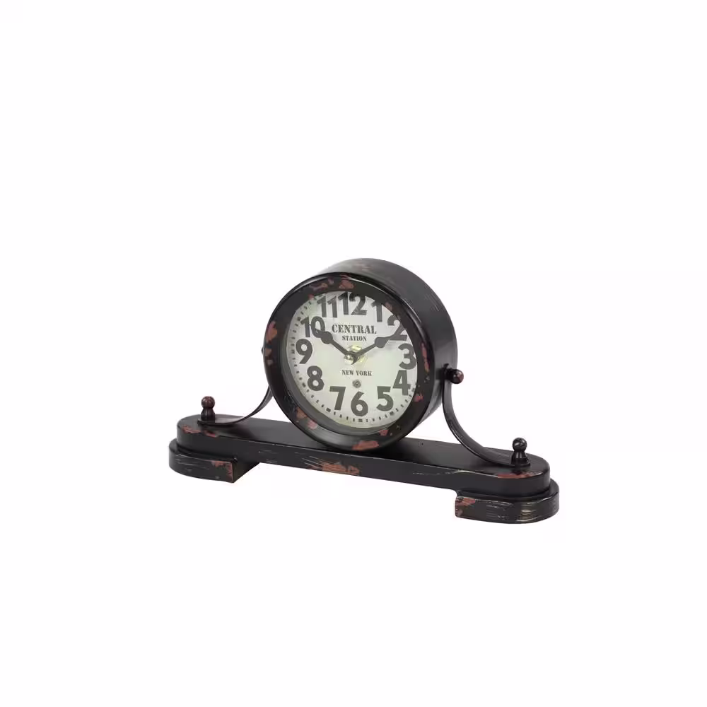 Litton Lane Red Metal Vintage Analog Tabletop Clock (Set of 2)