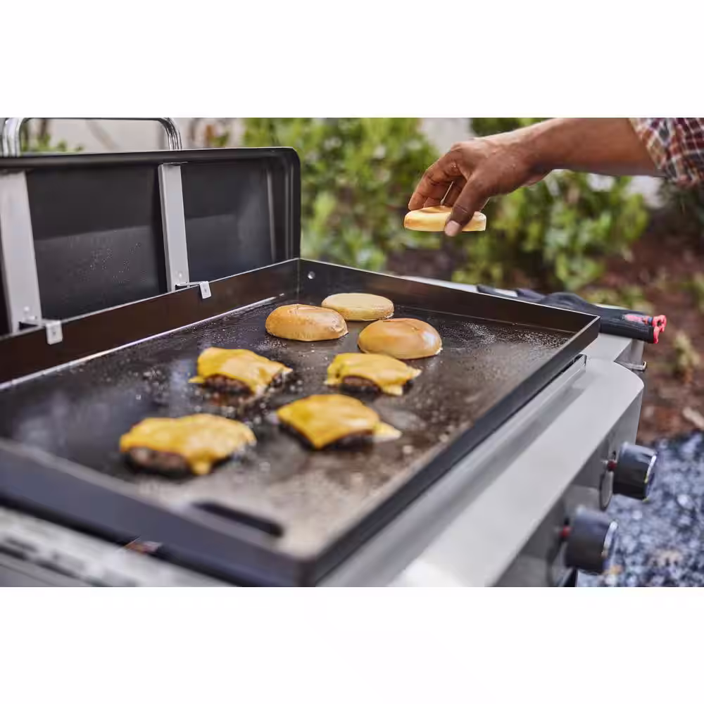 Weber 3 Burner Propane Gas Grill 28 in. Flat Top Griddle in Black