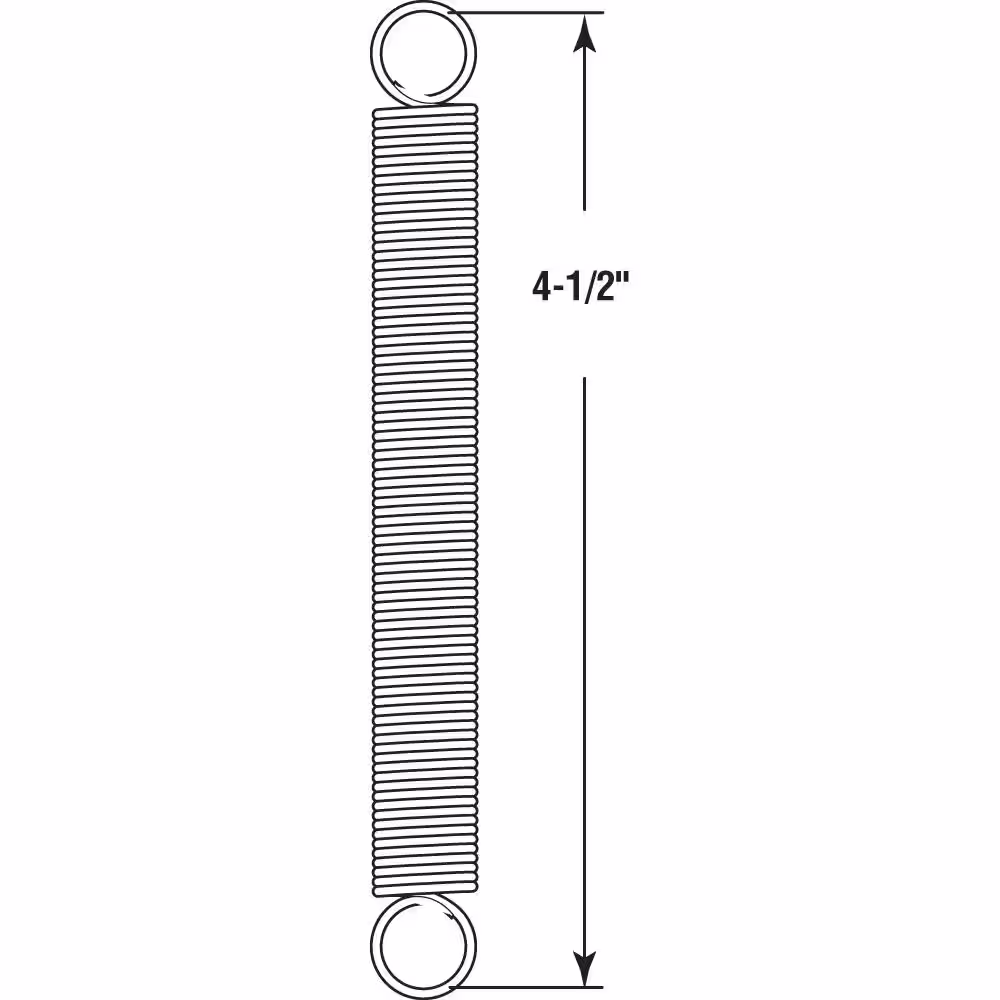 Prime-Line Extension Spring, Spring Steel Const, Nickel-Plated Finish, .041 GA x 15/32 in. x 4-1/2 in, Closed Single Loop, (2-Pack)