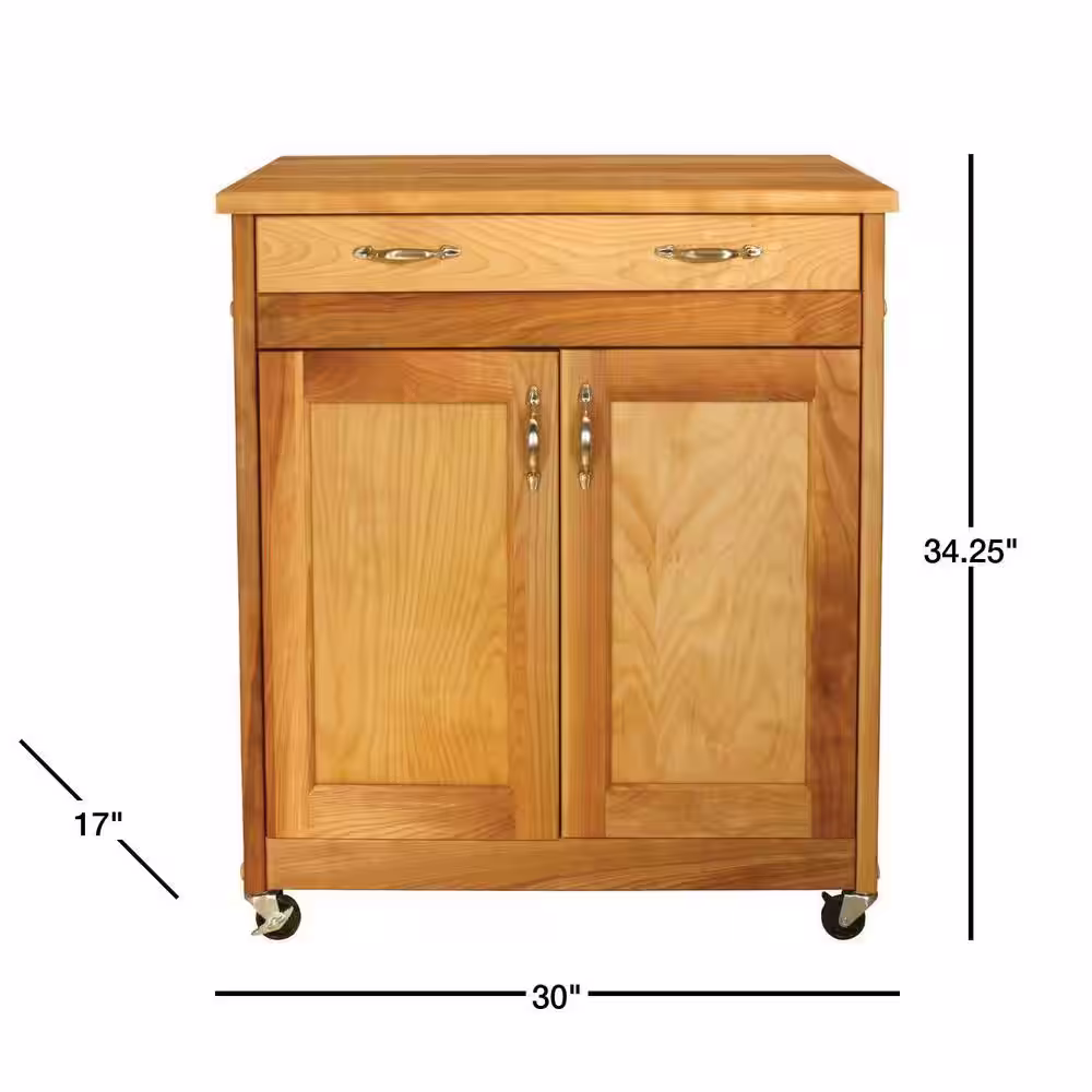 Catskill Craftsmen Natural Kitchen Cart with Butcher Block Top