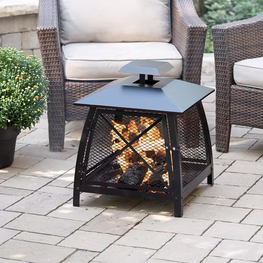 BLUE SKY OUTDOOR LIVING 20 in. Square Steel Mesh Wood Fire Pit with Poker