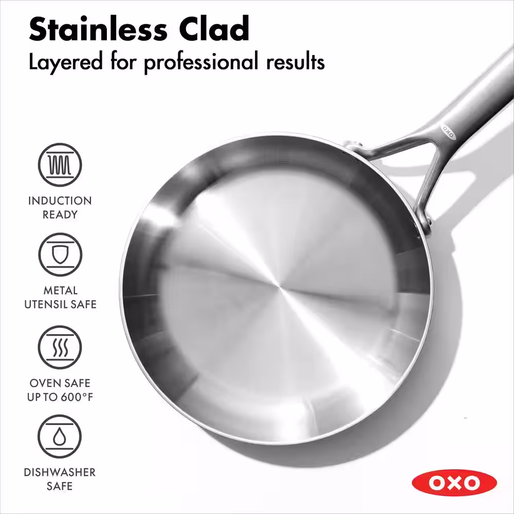 OXO 2-Piece Stainless Steel Tri-Ply Mira Series Frying Pan Set