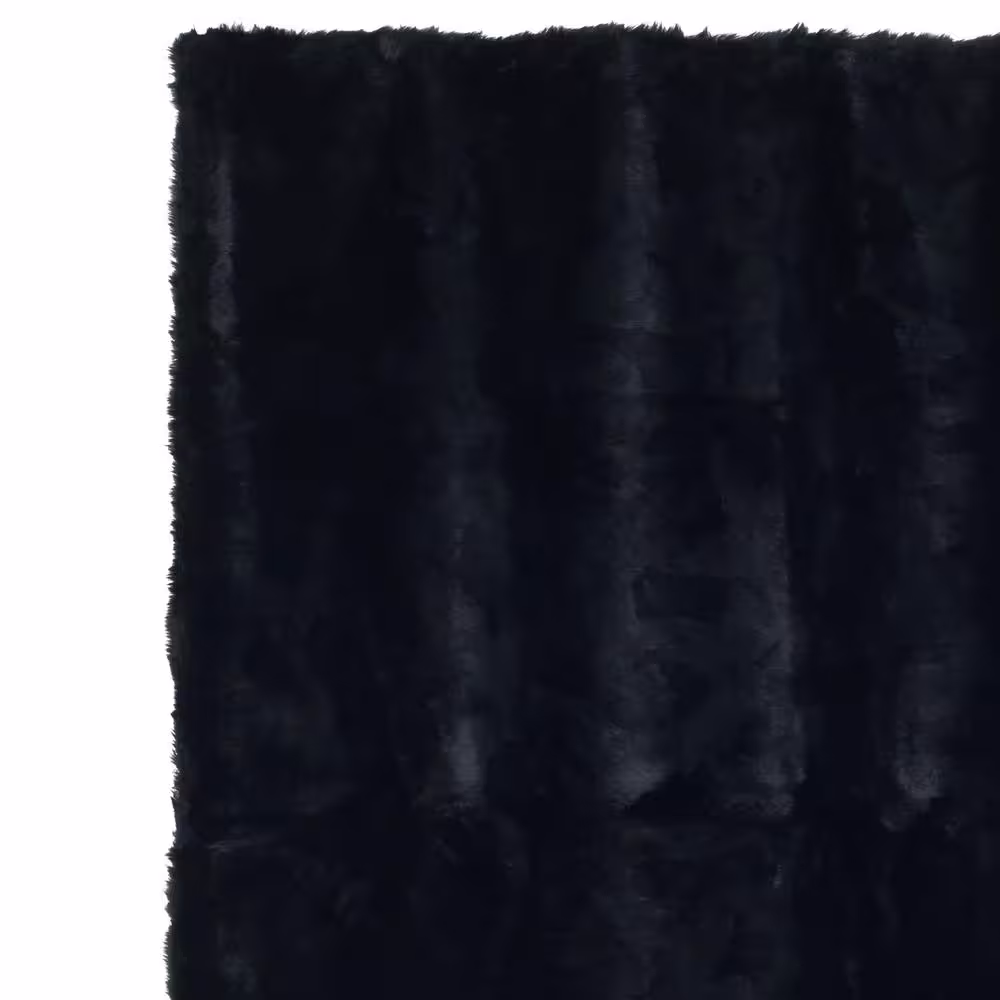 None 50 in. x 60 in. Black Faux Fur Throw Blanket Soft, Plush Long Haired Luxury Blanket