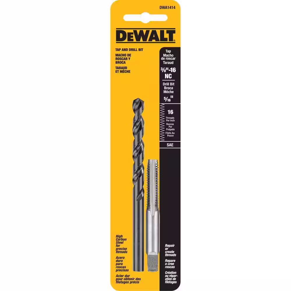 DEWALT 5/16 in. Black Oxide Drill and 3/8 in. x 16 NC Steel Tap Set