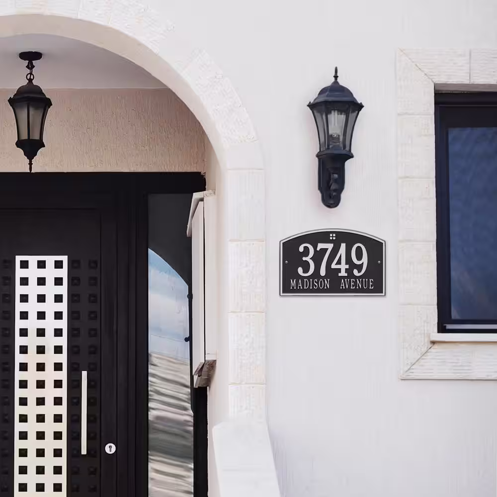 Whitehall Products Cape Charles Standard Rectangular Black/Silver Wall 2-Line Address Plaque