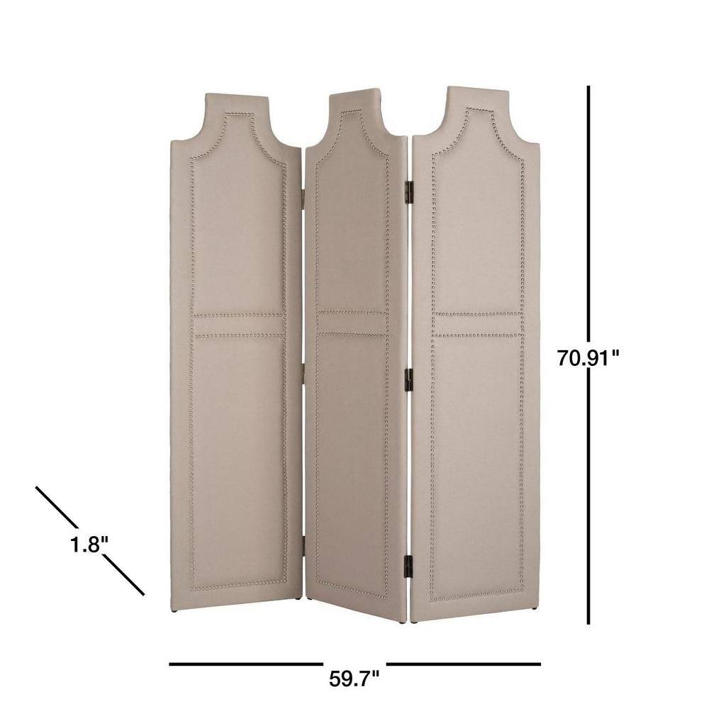 SAFAVIEH Darcy 70.9 in. Off-White/Silver 3-Panel Upholstered Room Divider