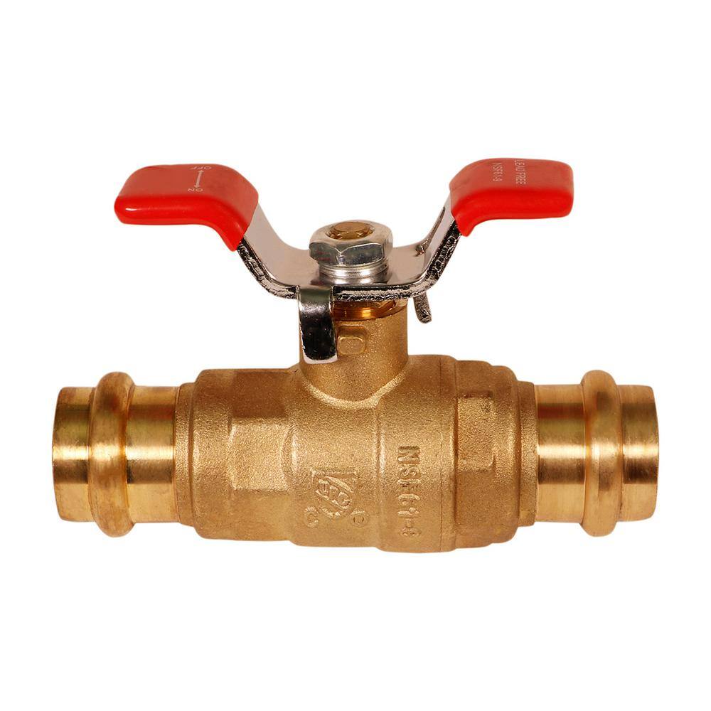 The Plumber's Choice 3/4 in. FIP Brass Double-O-Ring Press Ball Valve with T-Handle (Pack of 5)