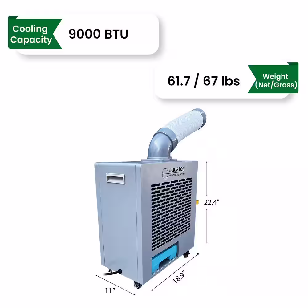 Equator 9000 BTU Outdoor Air Conditioner with 3-in-1 Heater/Cooler/Fan w/Wheels in Silver